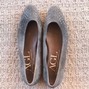 AGL Gray Perforated Suede Flats- size 7